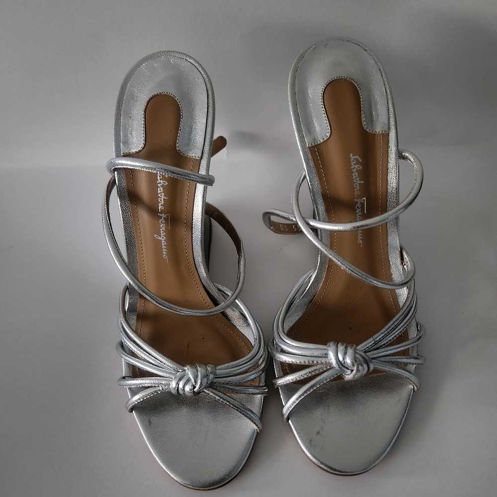 Salvatore Ferragamo Metallic Silver Heels